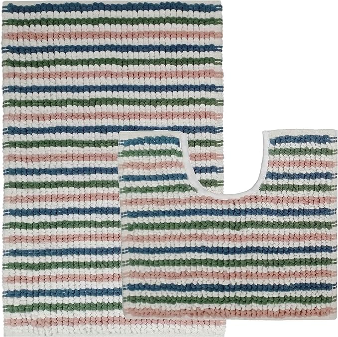 2 Piece Amalfi Super Soft Absorbent Bath Mat Set