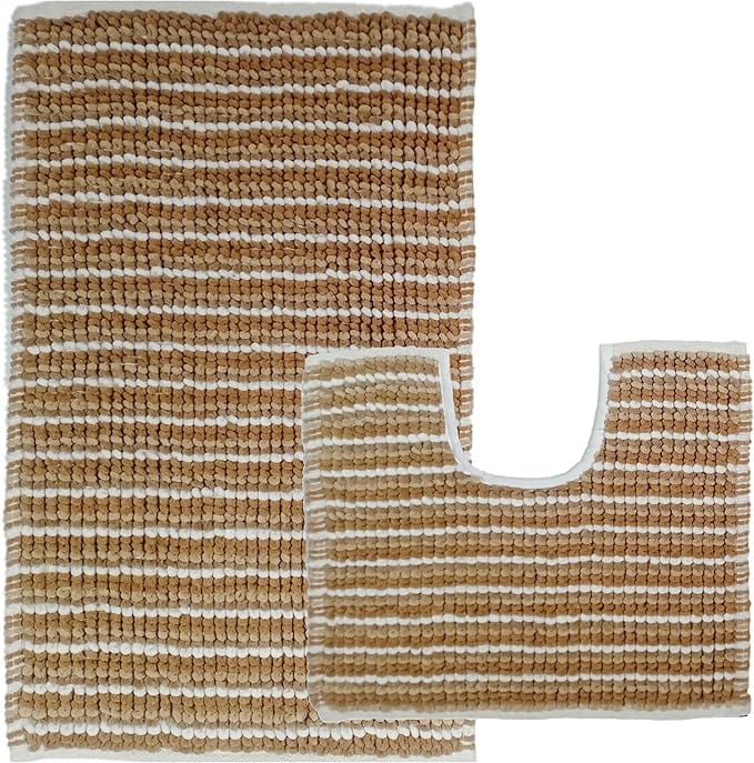 2 Piece Amalfi Super Soft Absorbent Bath Mat Set