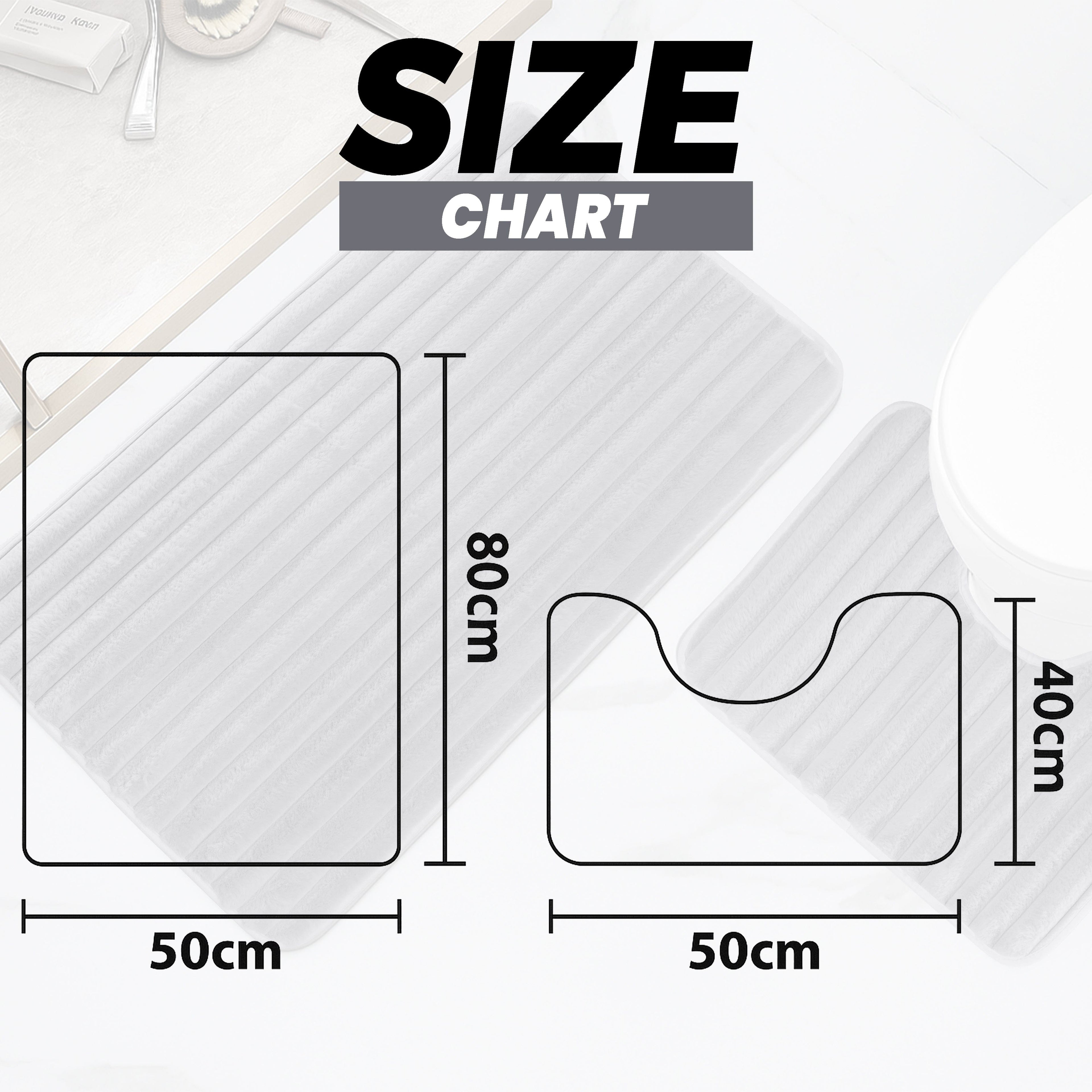 2 Piece Ribbed Bath Mat Set in Charcoal Extra Soft Non Slip