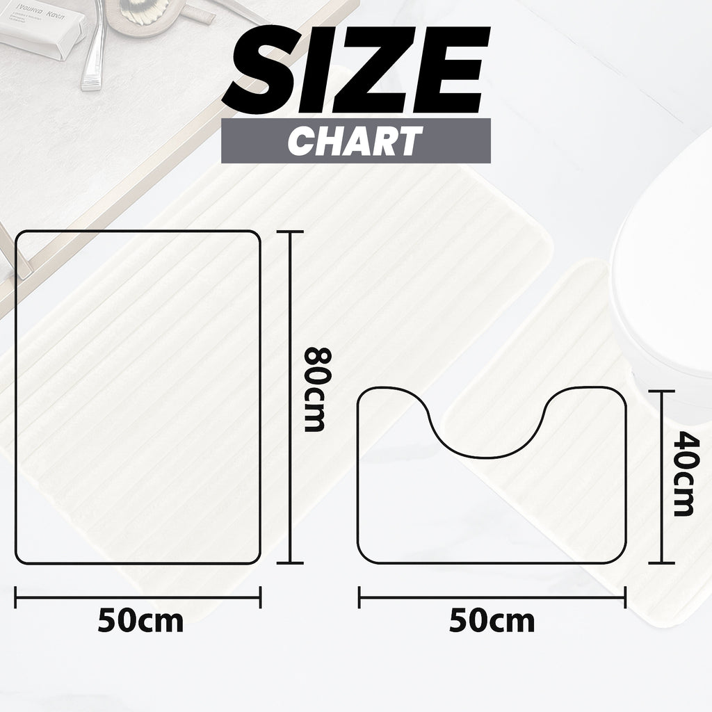 2 Piece Ribbed Bath Mat Set in Cream