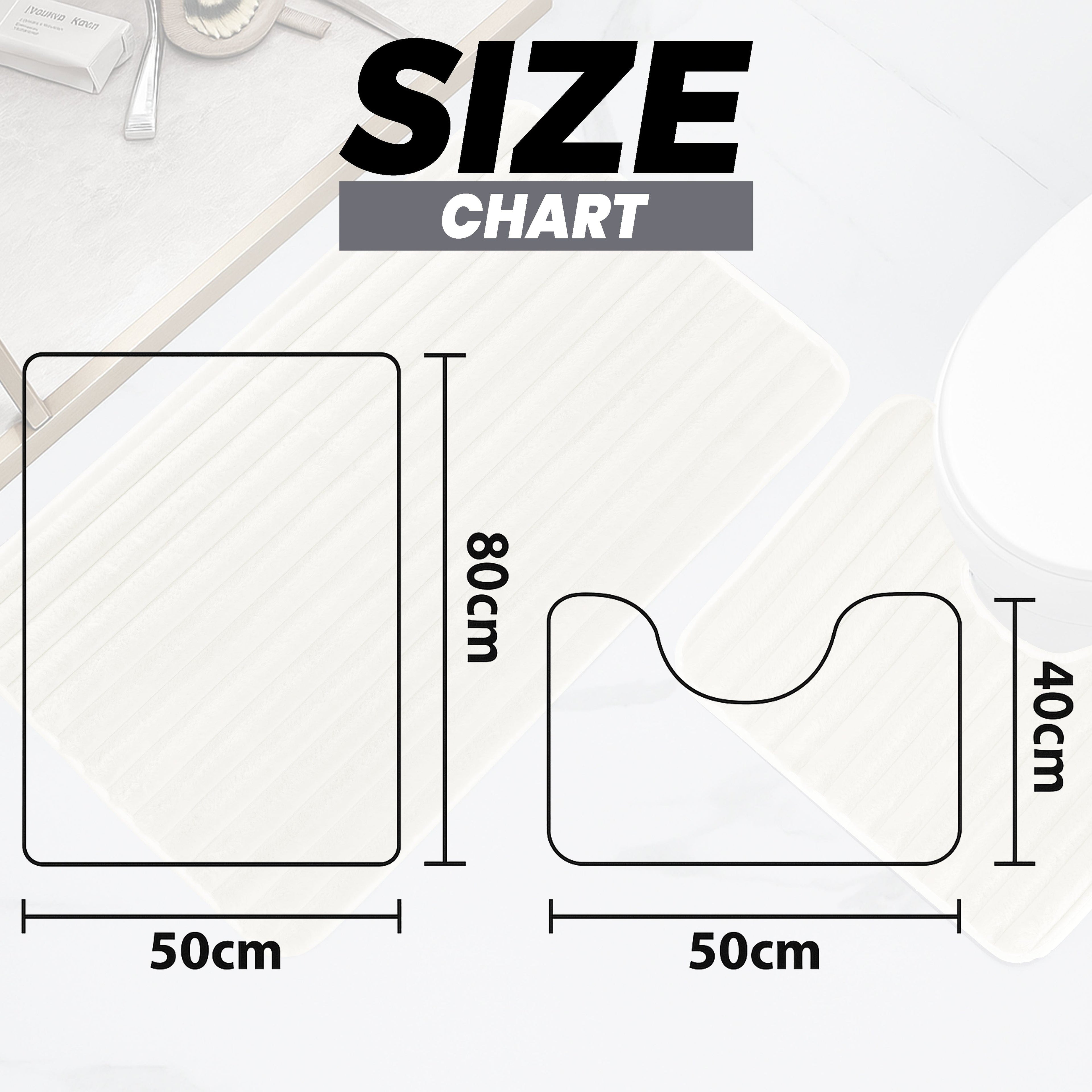 2 Piece Ribbed Bath Mat Set in Cream