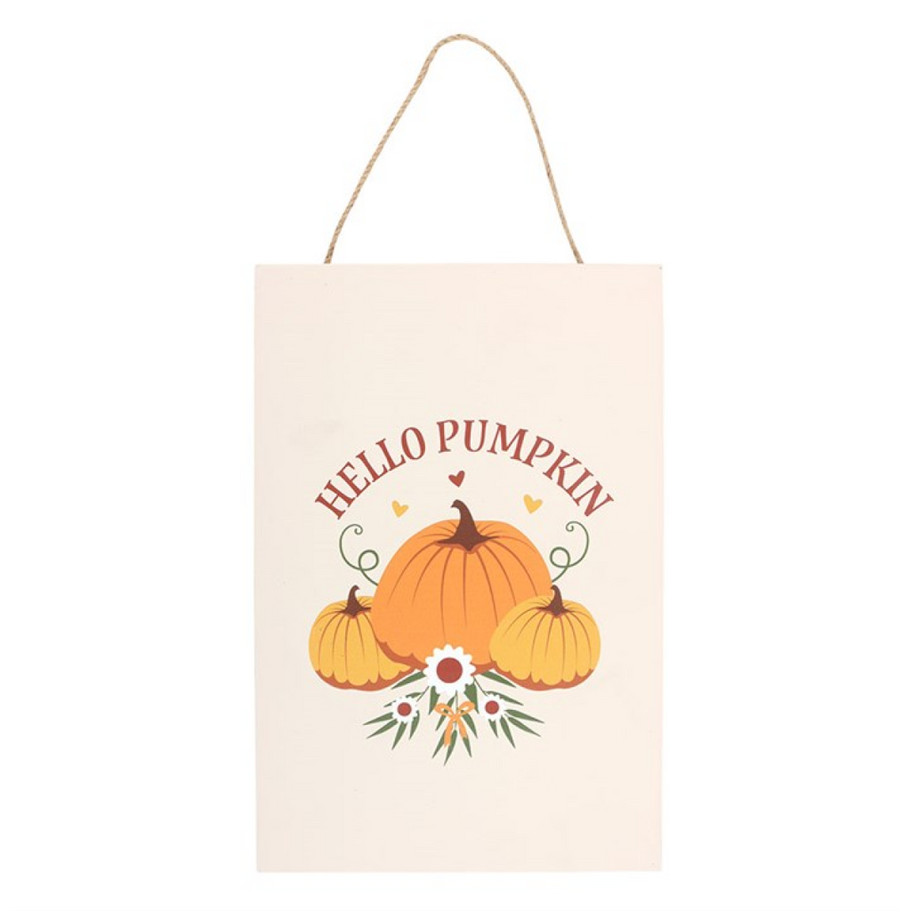 Autumn Days Hello Pumpkin Hanging Sign