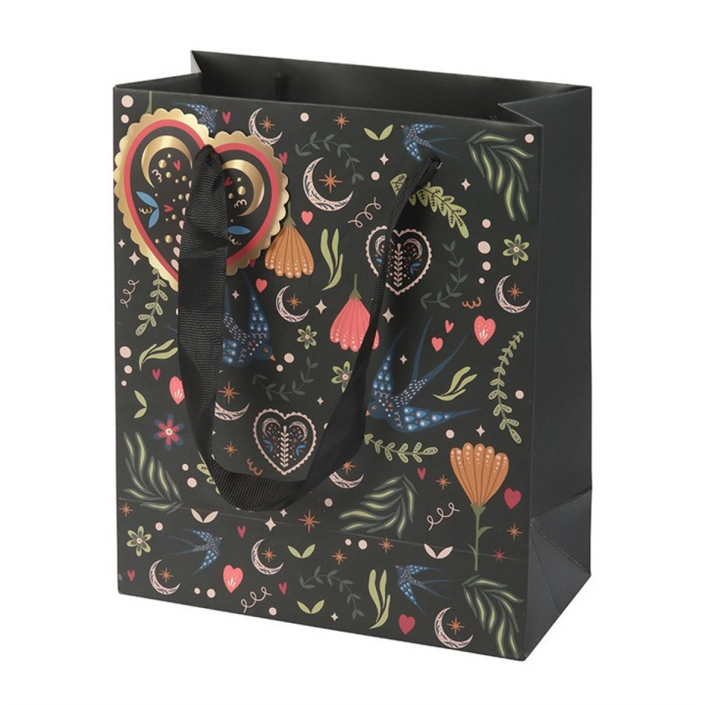 Medium Black Midnight Bloom Print Giftbag
