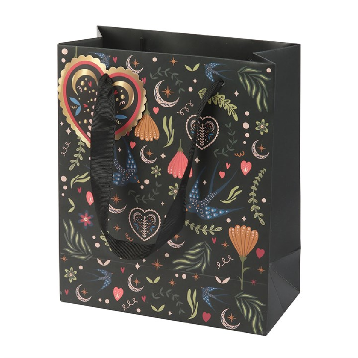 Medium Black Midnight Bloom Print Giftbag