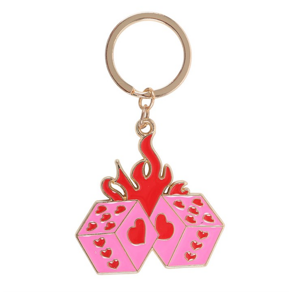 Flaming Dice Keyring
