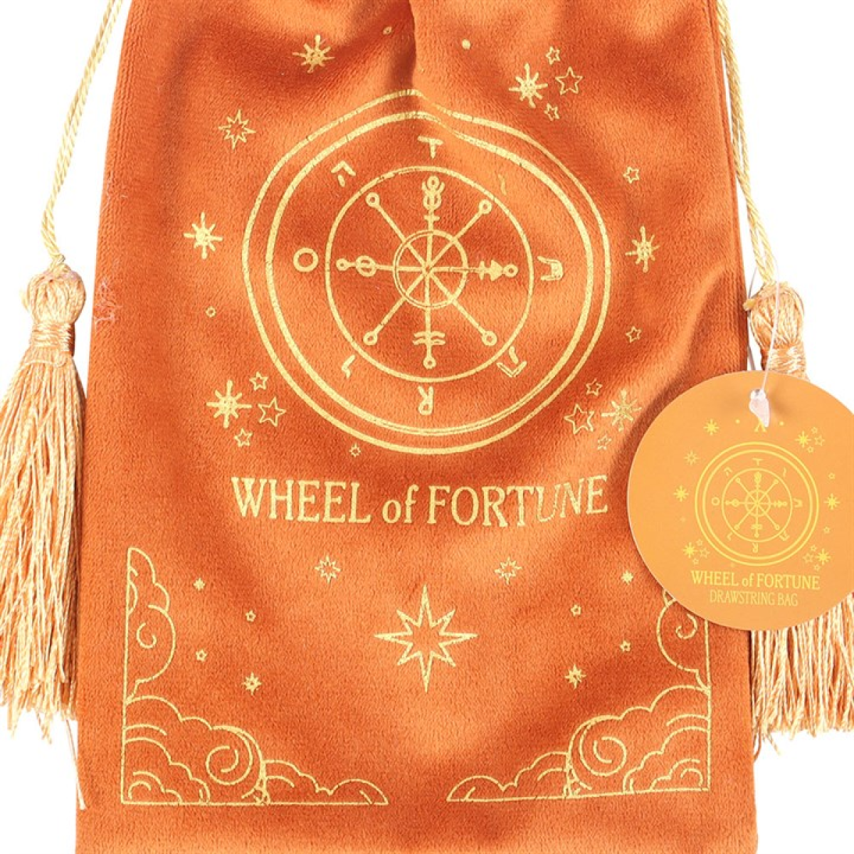 The Wheel of Fortune Vintage Tarot Velvet Drawstring Bag