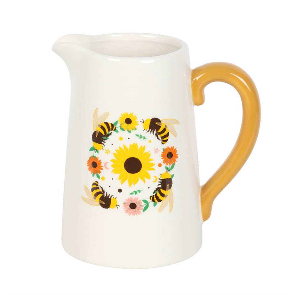 Bee and Sunflower Ceramic Flower Jug