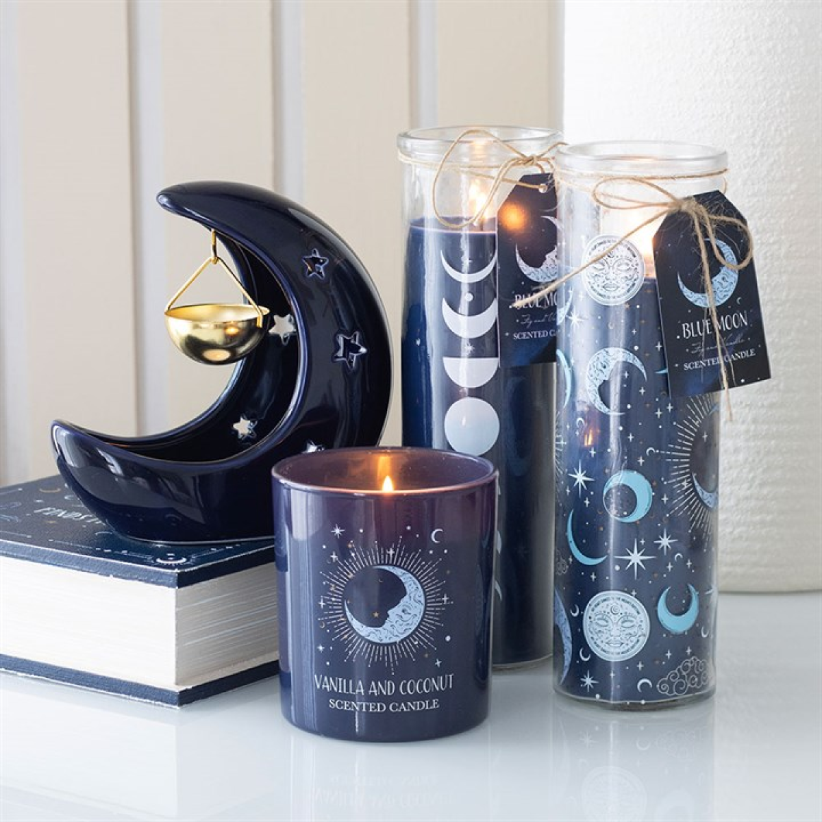 Blue Moon Phase Fig & Vanilla Scented Glass Tube Candle