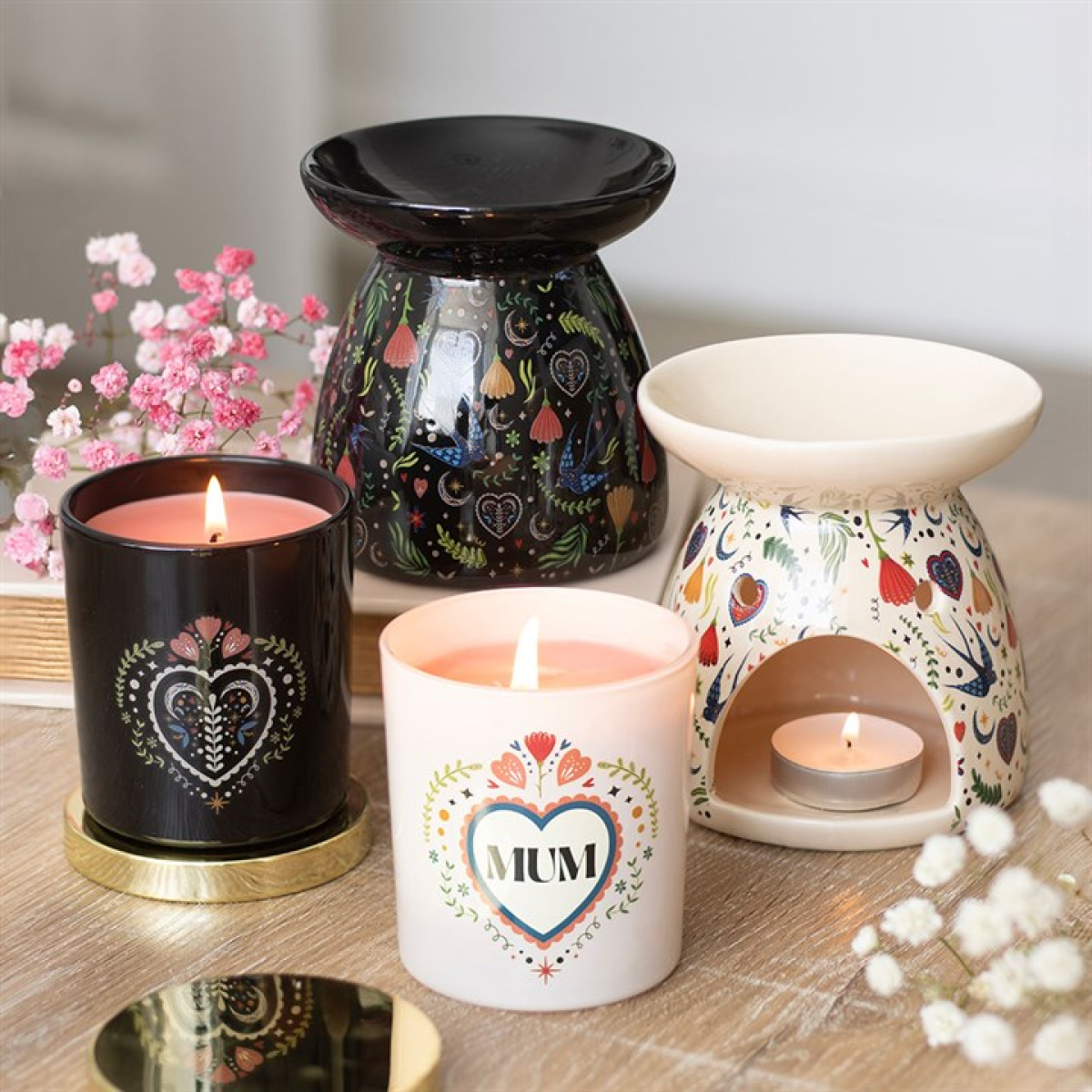Cream Midnight Bloom Print Oil Burner