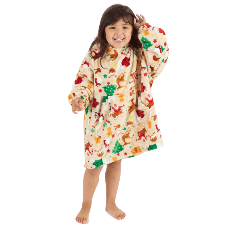 Infants Christmas Design Oversized Snuggle Hoodie in Cream