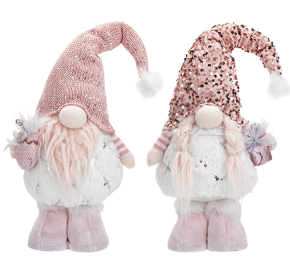 Pair of Pink Sparkle Festive Standing Gonks 21"