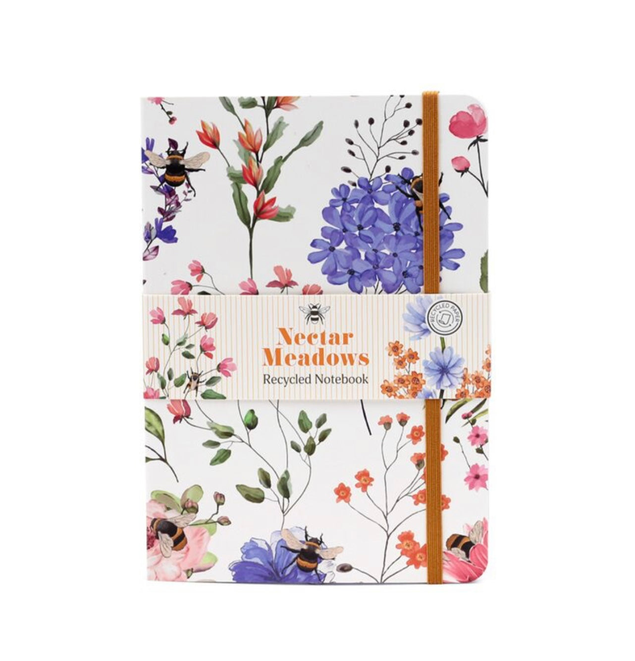 Recycled Paper A5 Lined Notebook with Elastic - Nectar Meadows