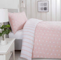 Spots and Stripes Luxury Brushed Easy Care Pink Duvet Set - Double