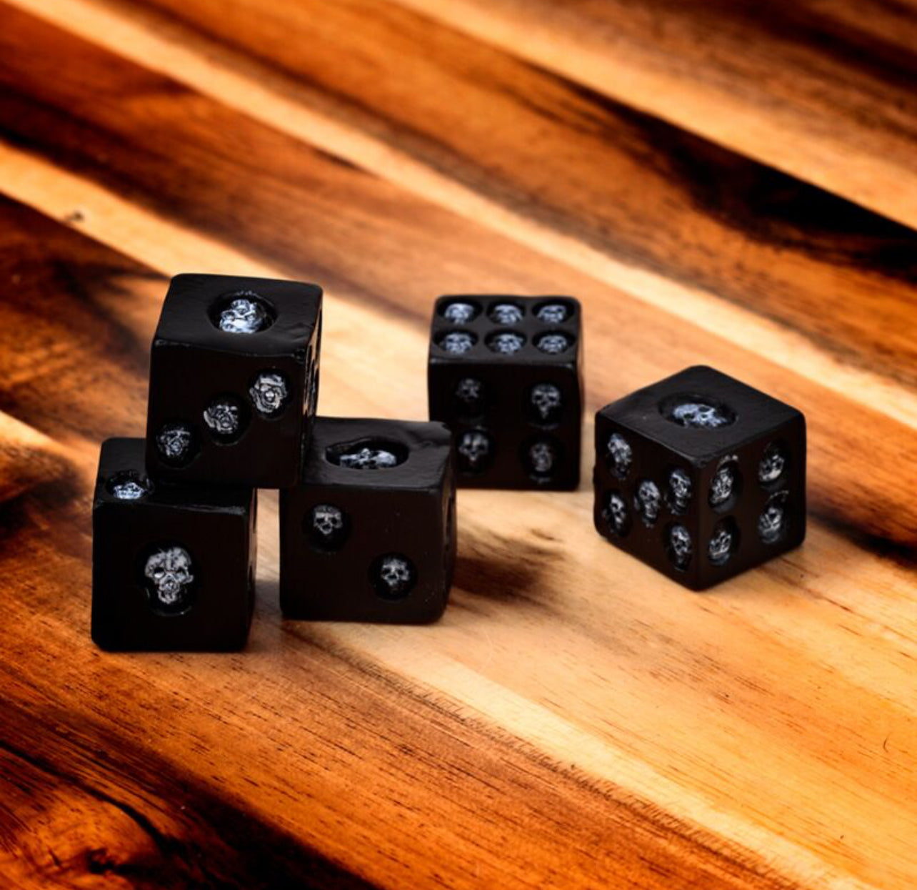 Set of 5 Black Skull Dice