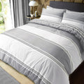Grey Striped Duvet Set - Super King
