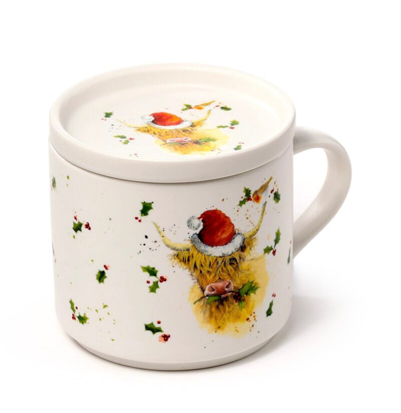 Porcelain Mug & Coaster Lid Set - Christmas Jan Pashley Highland Coo