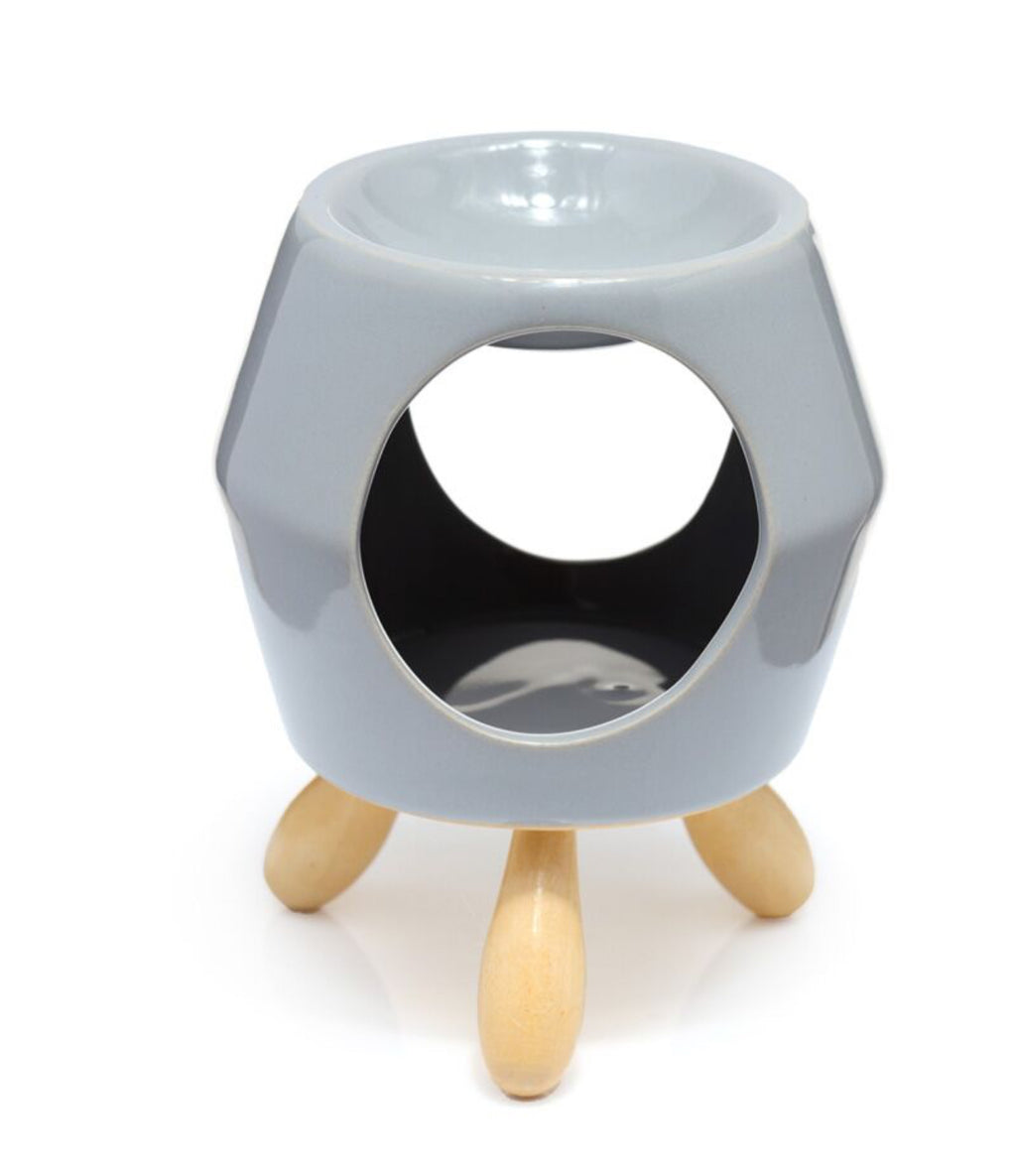 Ceramic Grey Abstract Eden Oil Burner with Feet