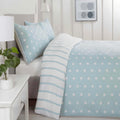 Spots and Stripes Luxury Brushed Easy Care Blue Duvet Set - Kingsize