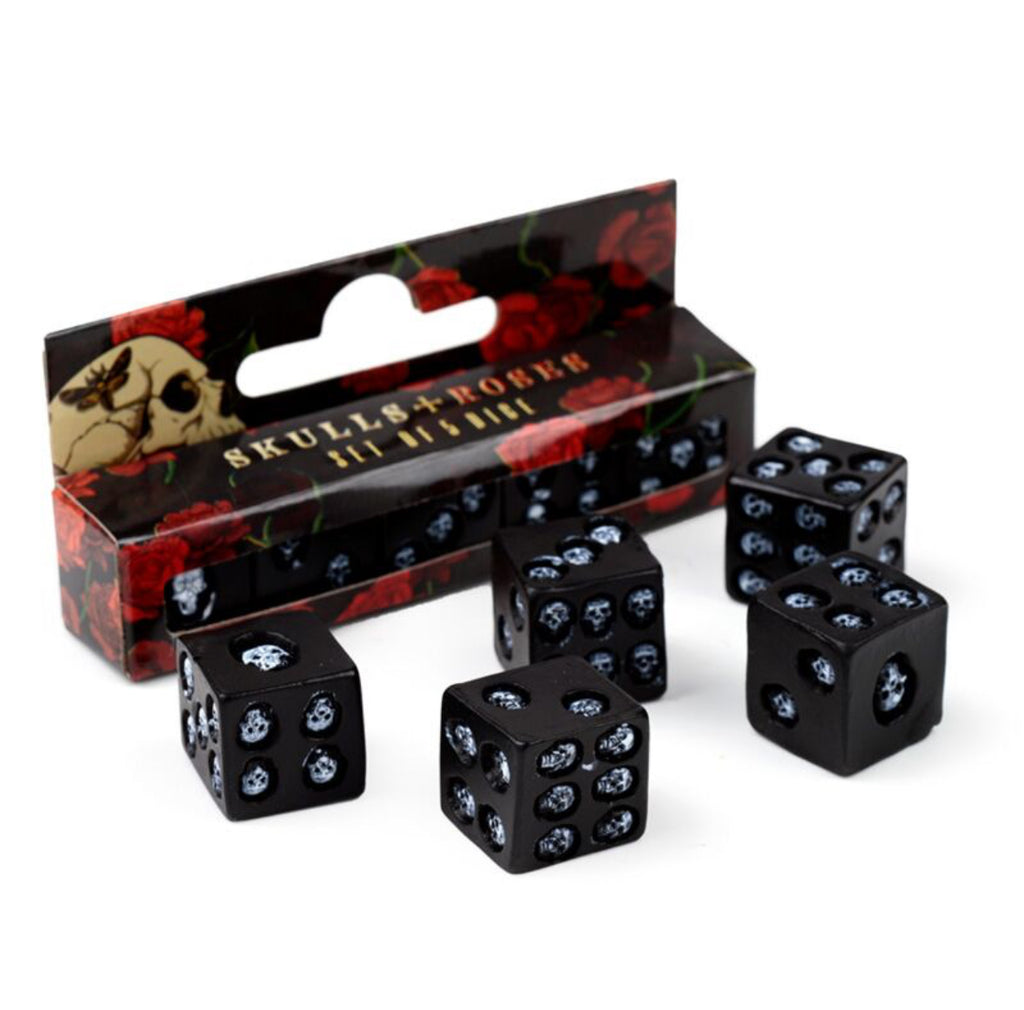 Set of 5 Black Skull Dice