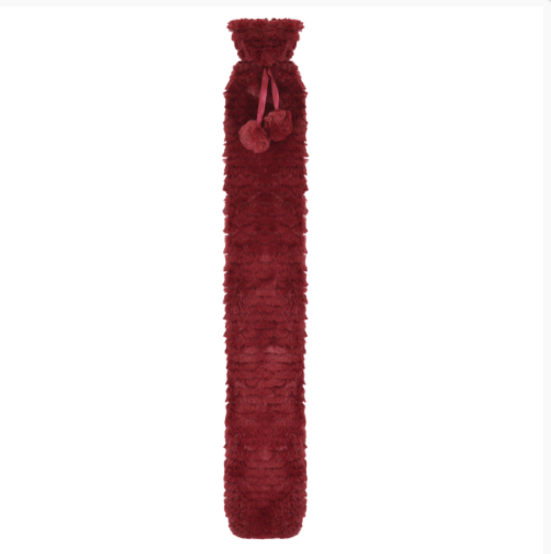 2 Litre Long Hot Water Bottle in Dark Red.