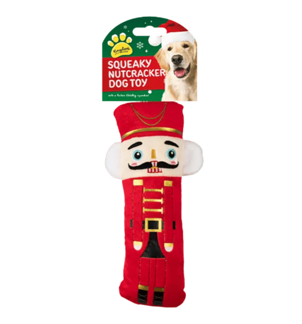Squeaking Plush Nutcracker Christmas Dog Toy