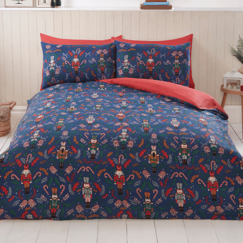 Festive Nutcracker Navy Duvet Set - Kingsize