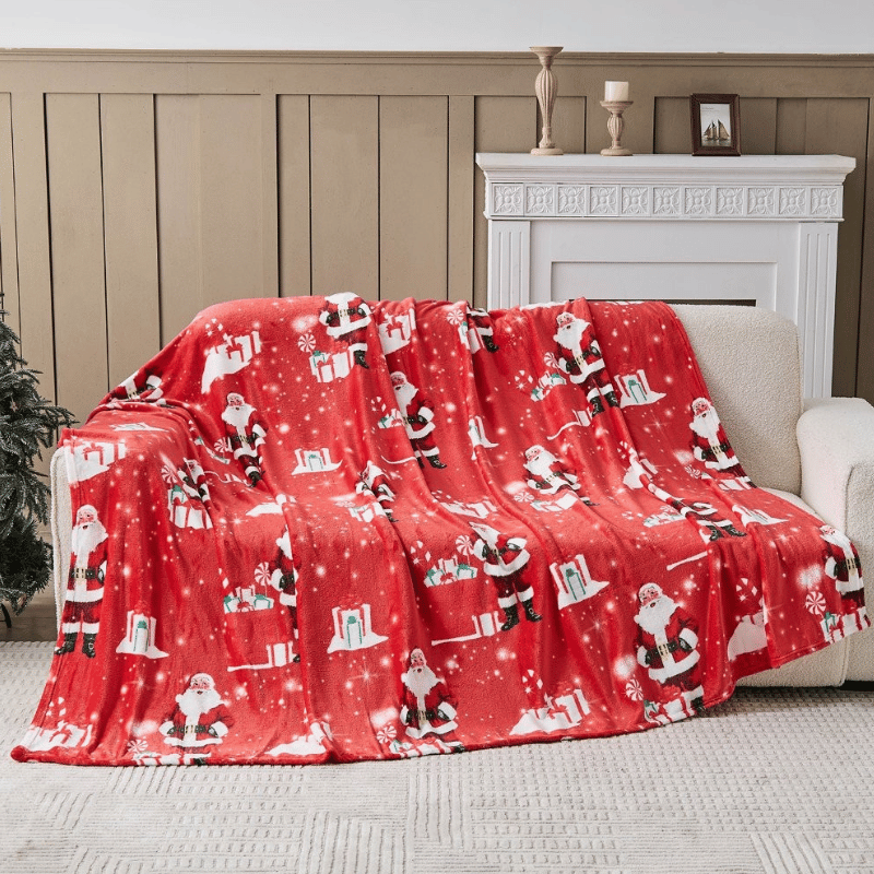 Christmas Design Flannel Throw – Jolly Santa