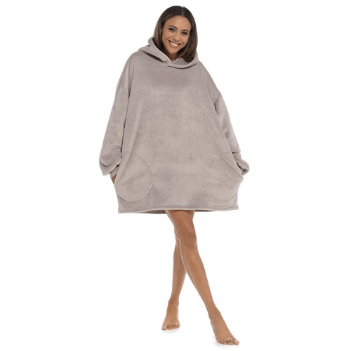 Adults Soft Touch Flannel Fleece Snuggle Hoodie in Mink