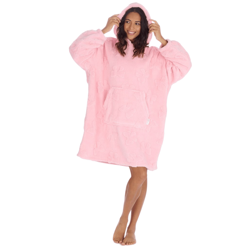 Ladies Bow Design Embossed Oversized Snuggle Hoodie