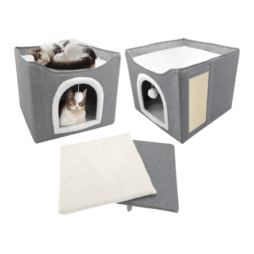 Folding Cat House in Dark Grey