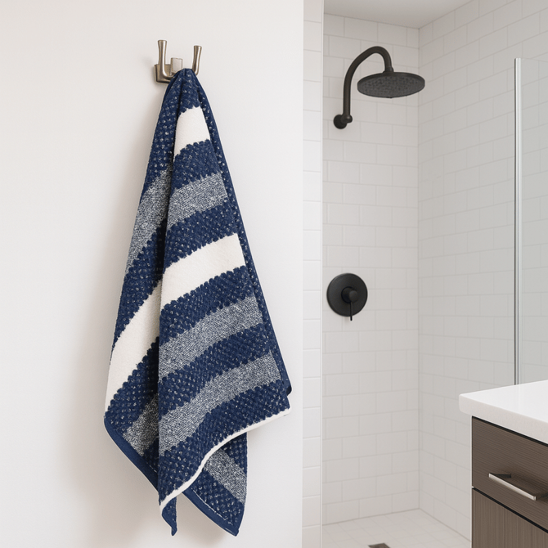 Royal Stripe Navy Bath Towel - Pair