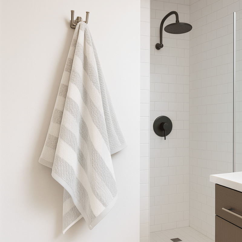 Royal Stripe Bath Towel Grey - Pair