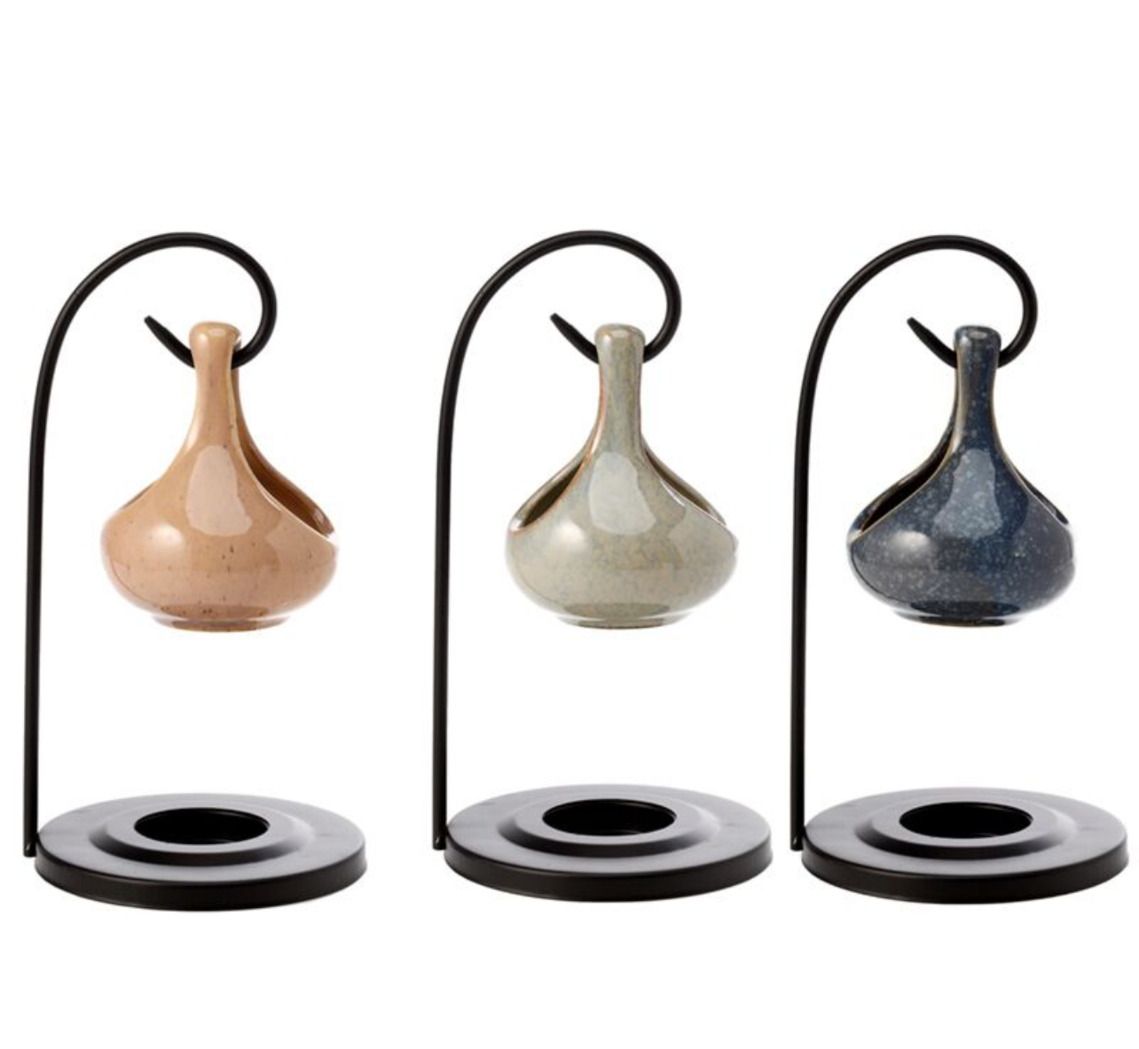 Hanging Teardrop Ceramic Oil Burner with Metal Stand