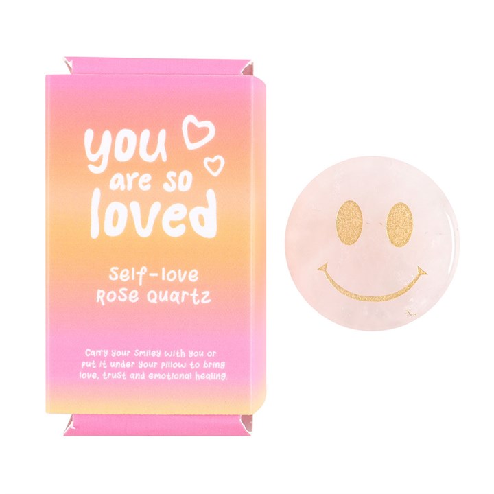 *You Are Loved Rose Quartz Happy Face Crystal (12/96)