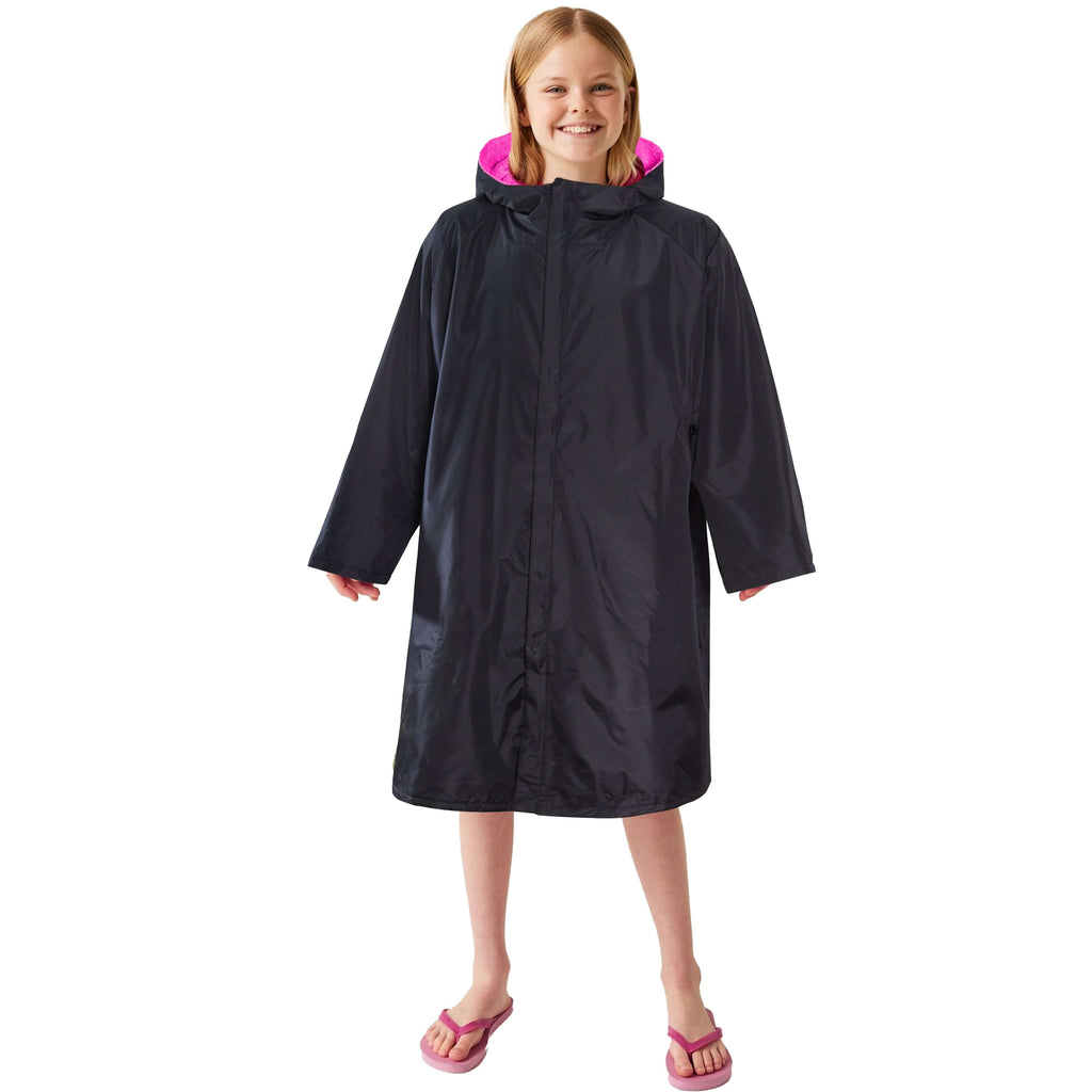 Kids Unisex Hooded Black/Pink Windproof Waterproof Quick Dry Changing Robe