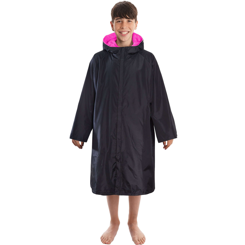 Kids Unisex Hooded Black/Pink Windproof Waterproof Quick Dry Changing Robe