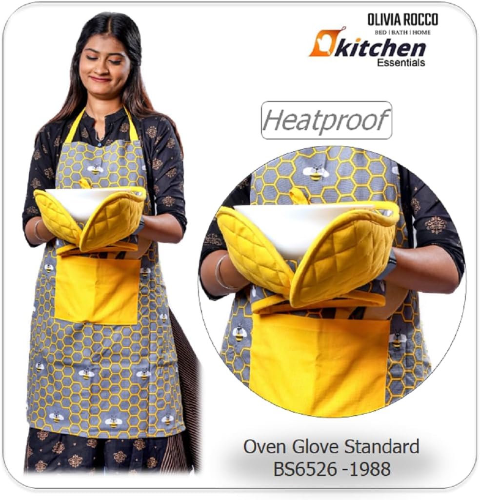 Apron, Double Oven Gloves & Kitchen Towel Set