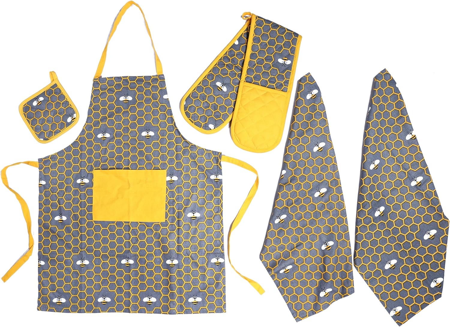 Apron, Double Oven Gloves & Kitchen Towel Set