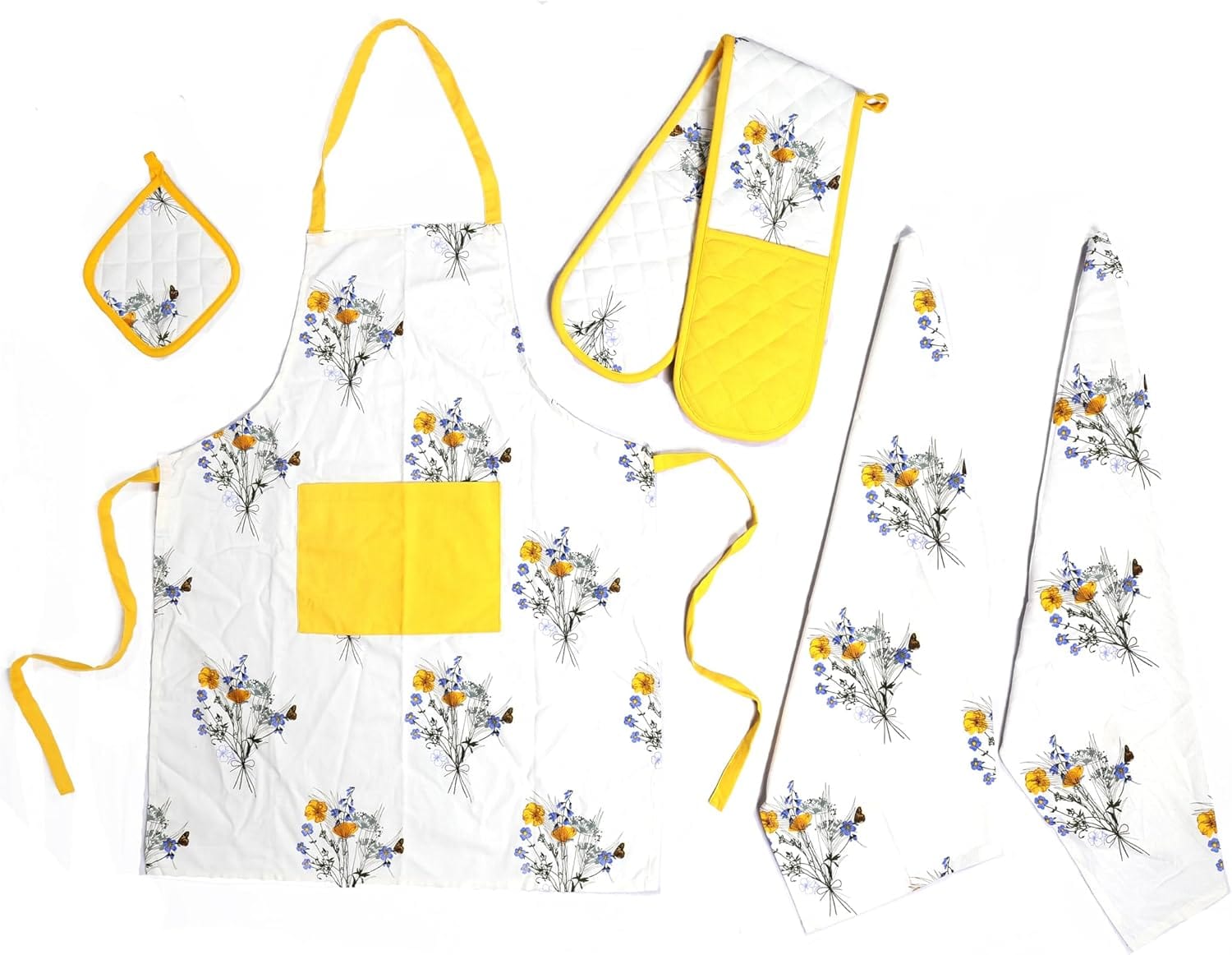 Apron, Double Oven Gloves & Kitchen Towel Set