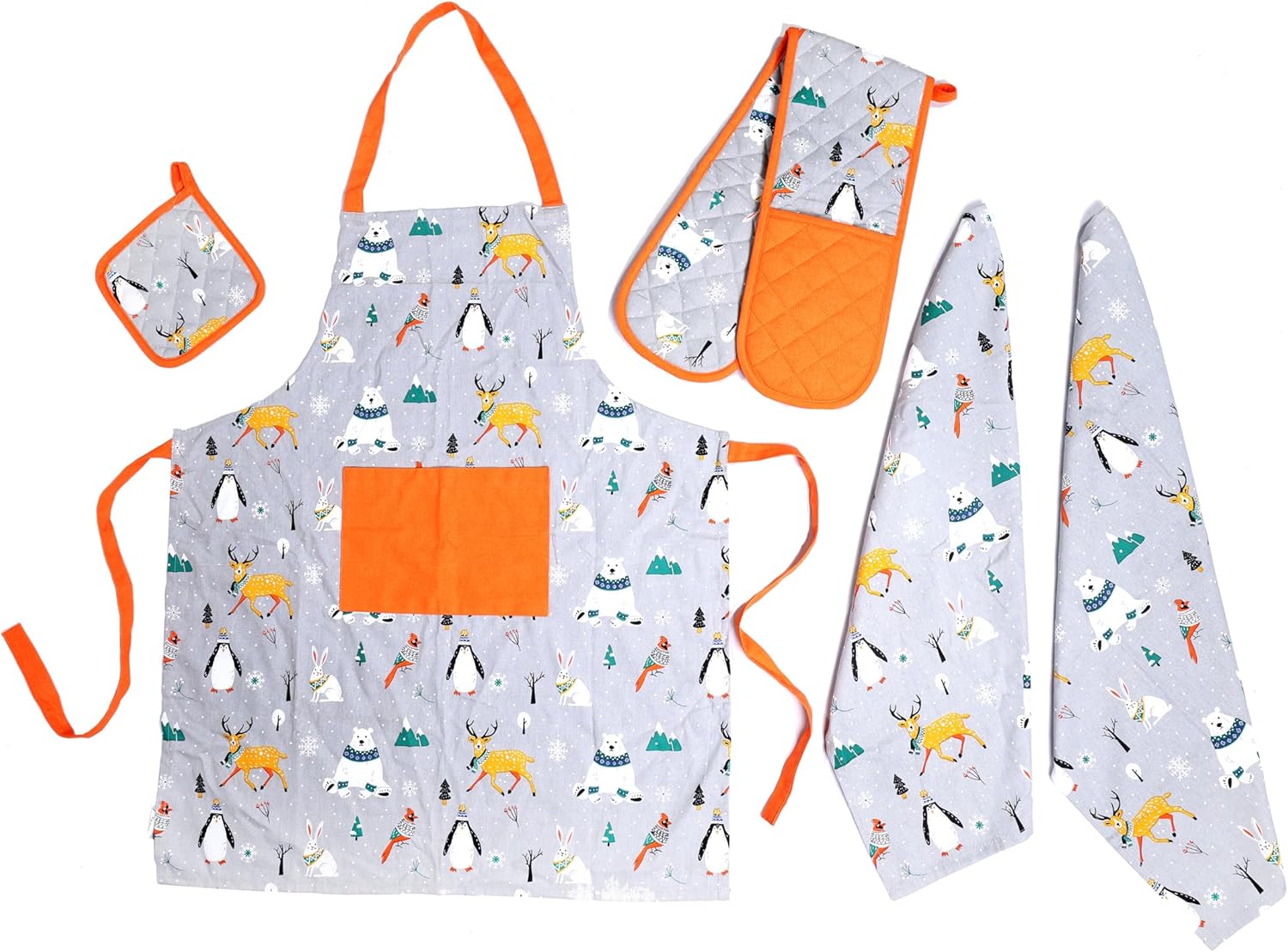 Apron, Double Oven Gloves & Kitchen Towel Set