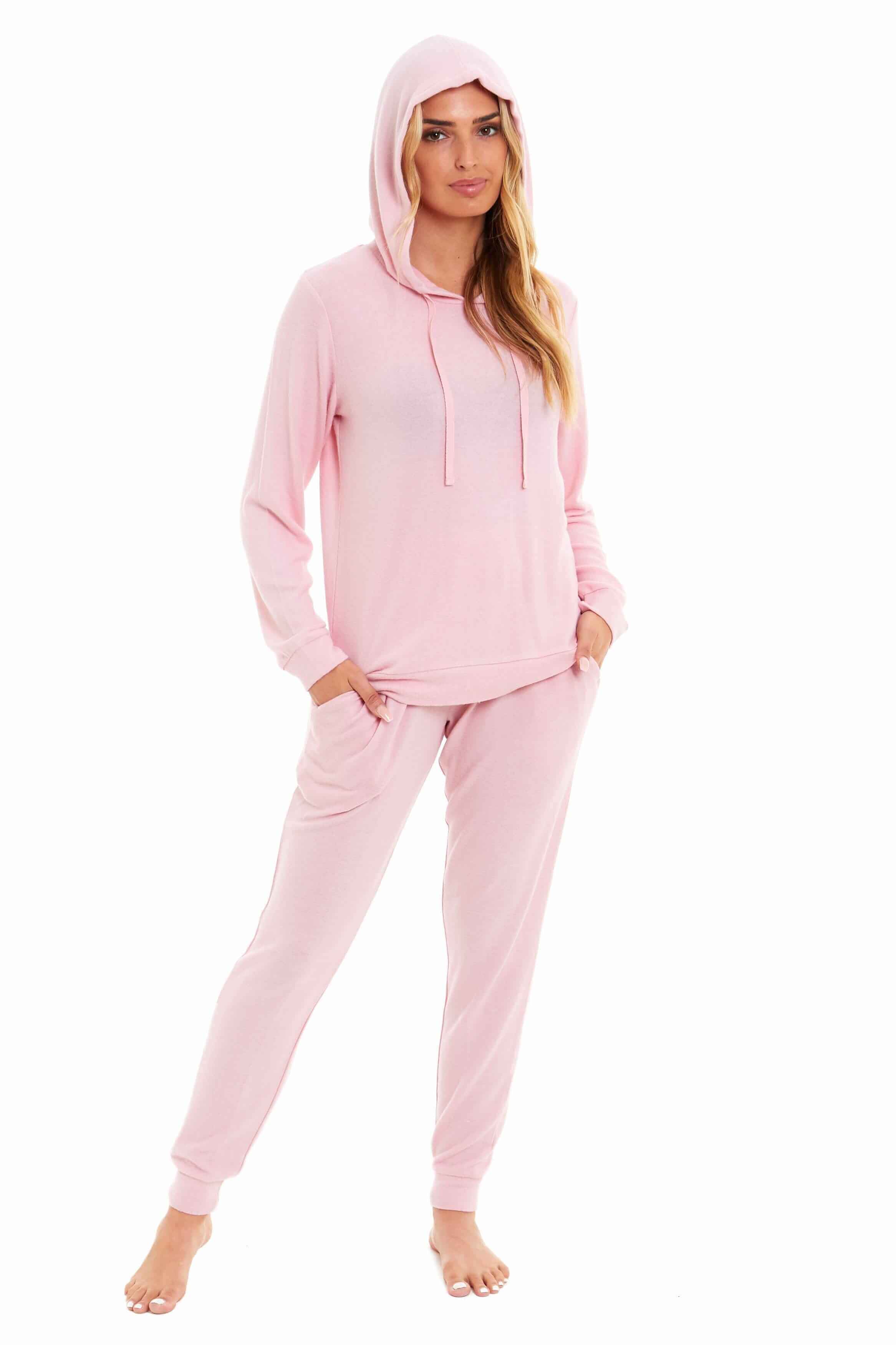 Womens Cosy Hooded Pyjama Loungewear Set