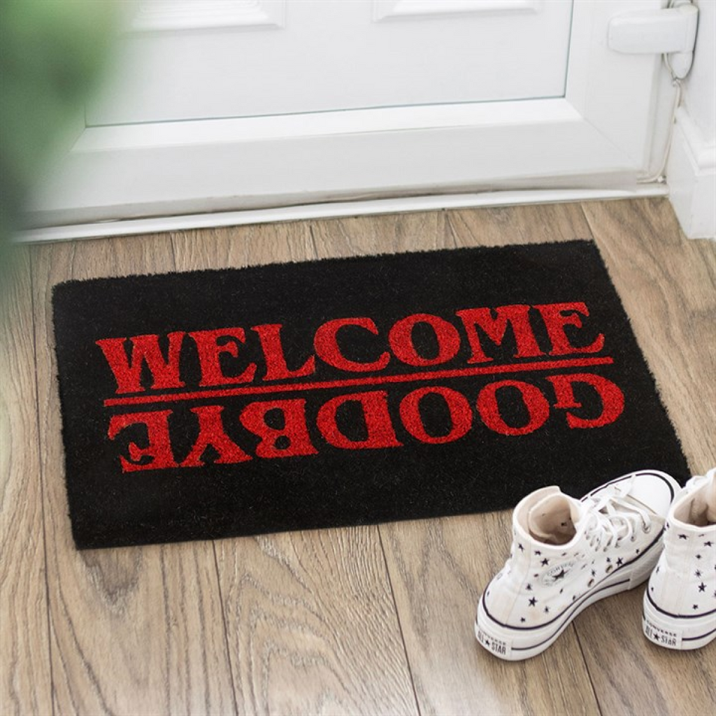 Black Welcome Goodbye Doormat