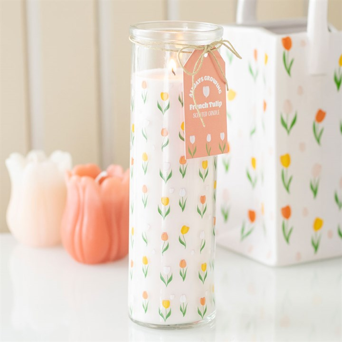 Tulip Print French Tulip Tube Candle