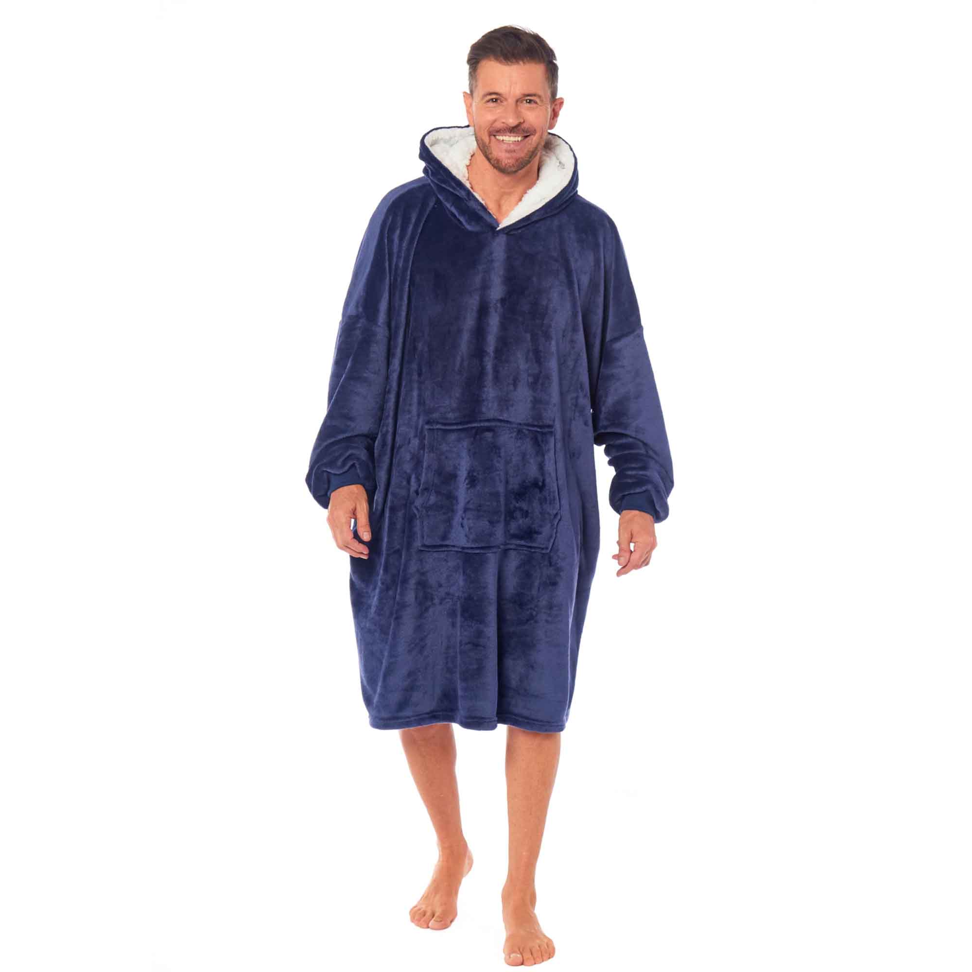 Oversized Men's Hooded Blanket with Sherpa Lining