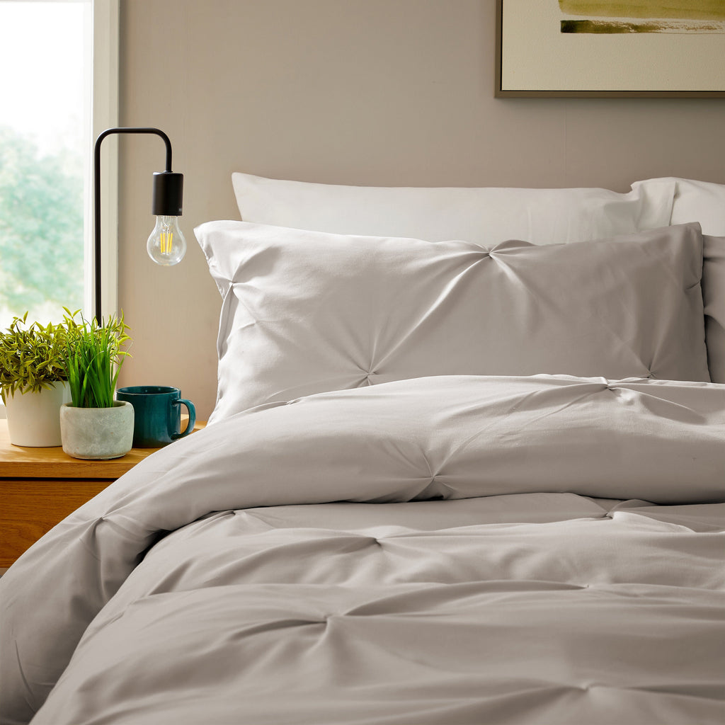 Pintuck Natural Microfibre Duvet Cover Set