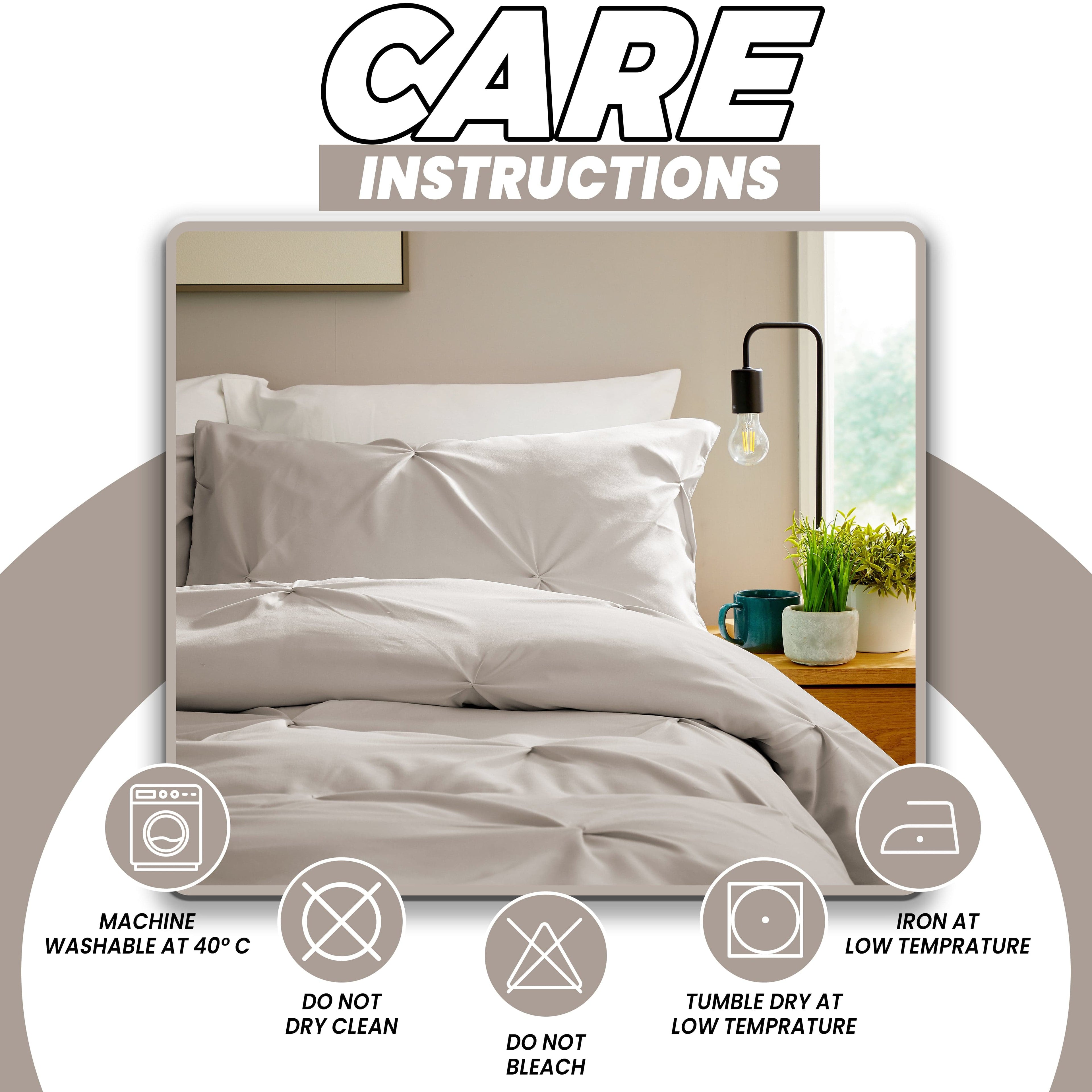 Pintuck Natural Microfibre Duvet Cover Set