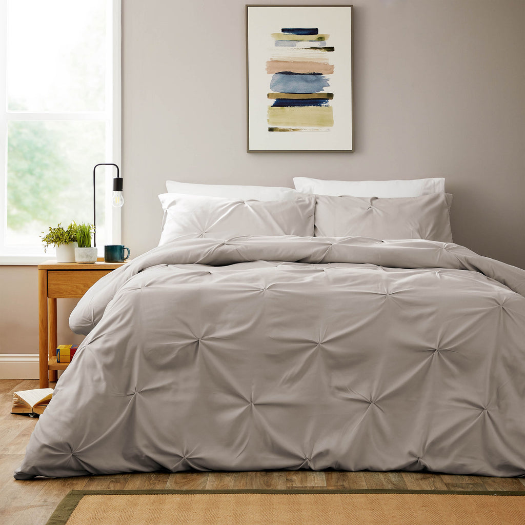 Pintuck Natural Microfibre Duvet Cover Set