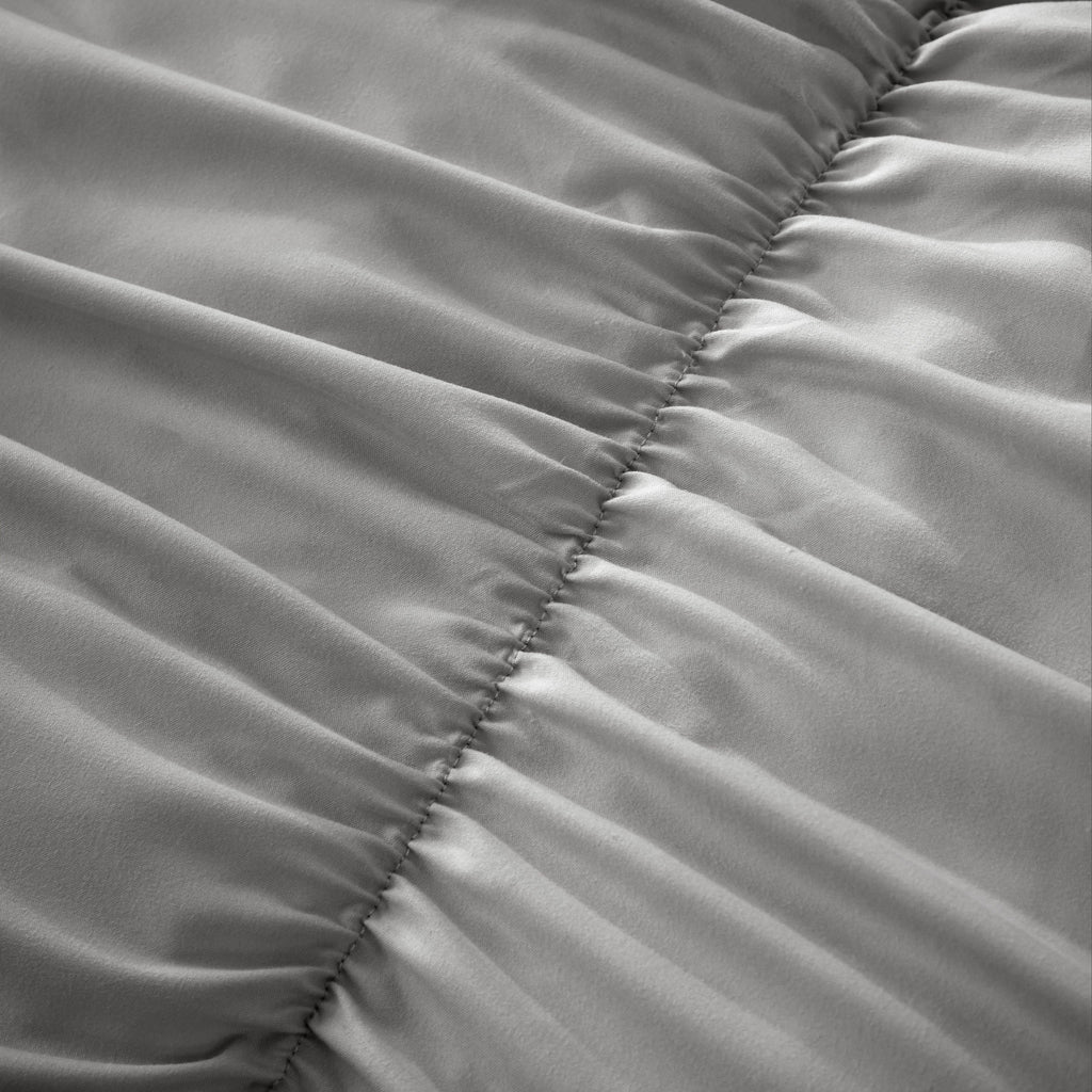Ruched Grey Microfibre Duvet Cover Set