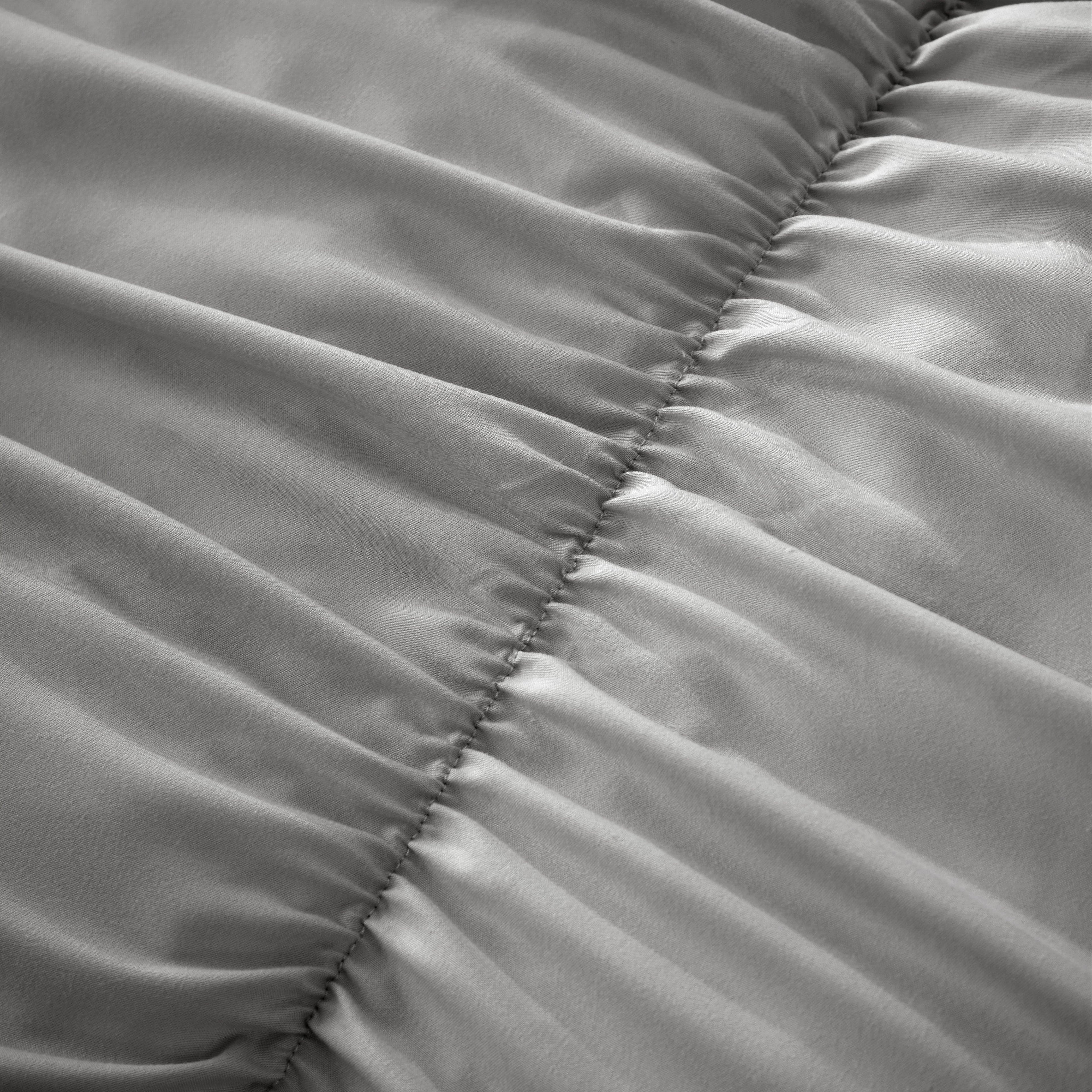 Ruched Grey Microfibre Duvet Cover Set