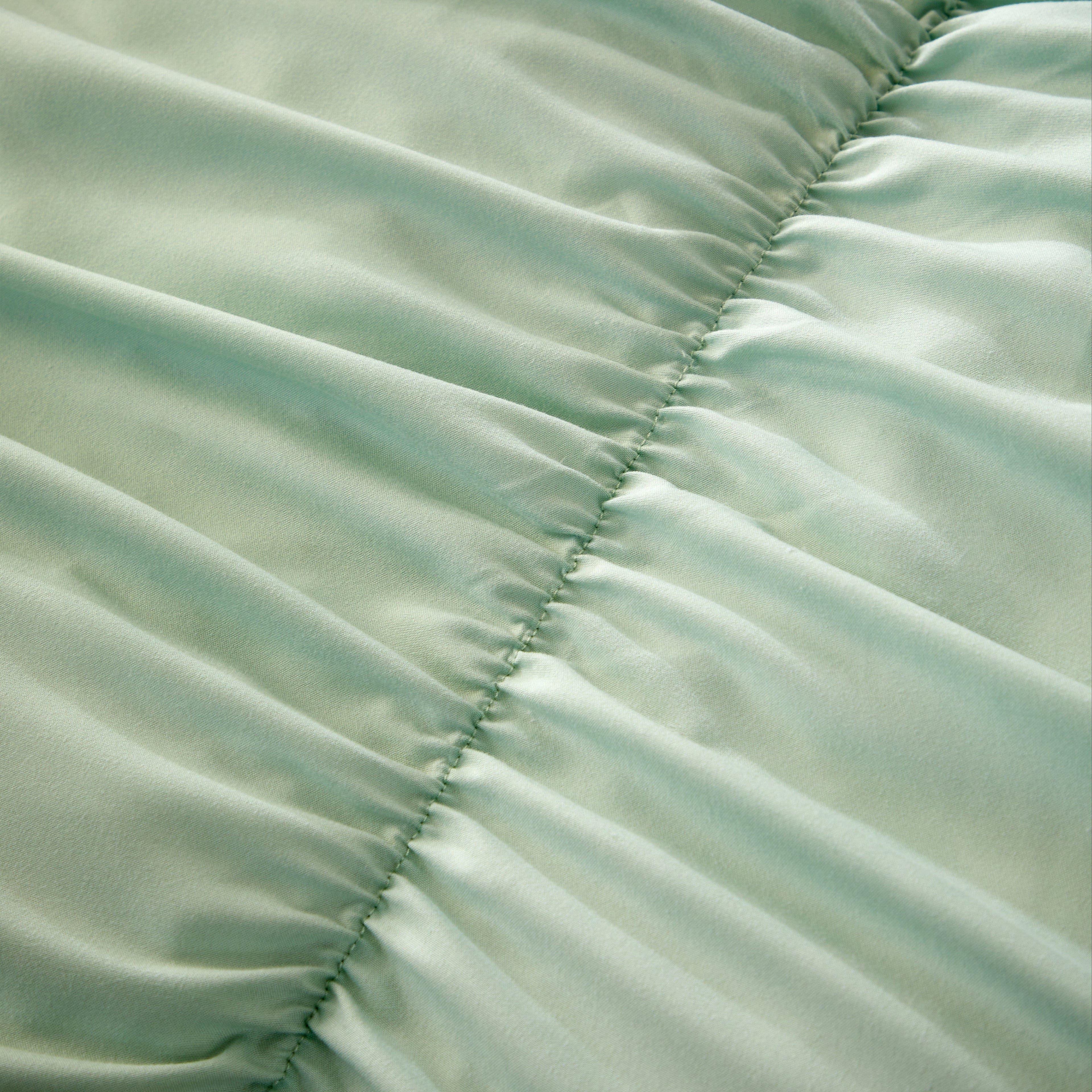 Ruched Sage Green Microfibre Duvet Cover Set